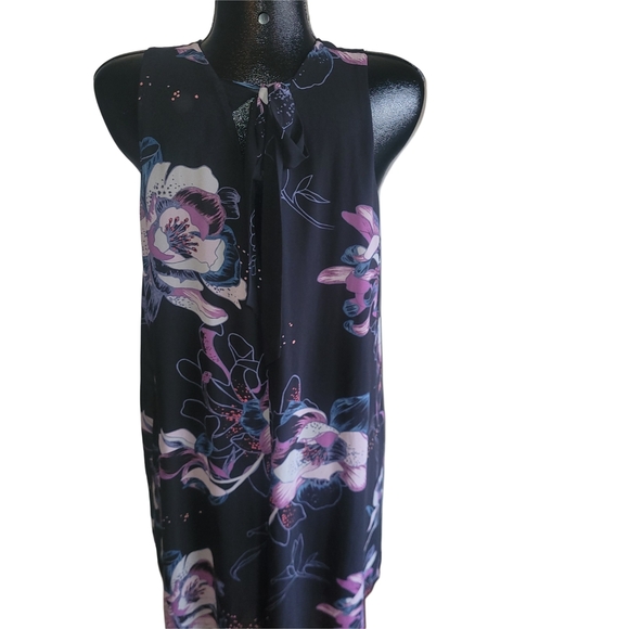 Reitmans Black Sleeveless Floral Print Dress L - Picture 5 of 5